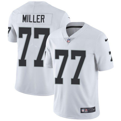 Nike Raiders #77 Kolton Miller White Men's Stitched NFL Vapor Untouchable Limited Jersey - Click Image to Close